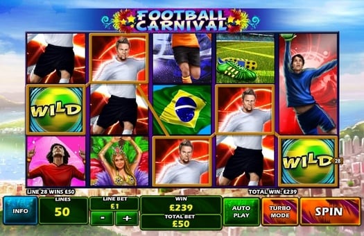 Призовая комбинация с Wild в игровом автомате Football Carnival